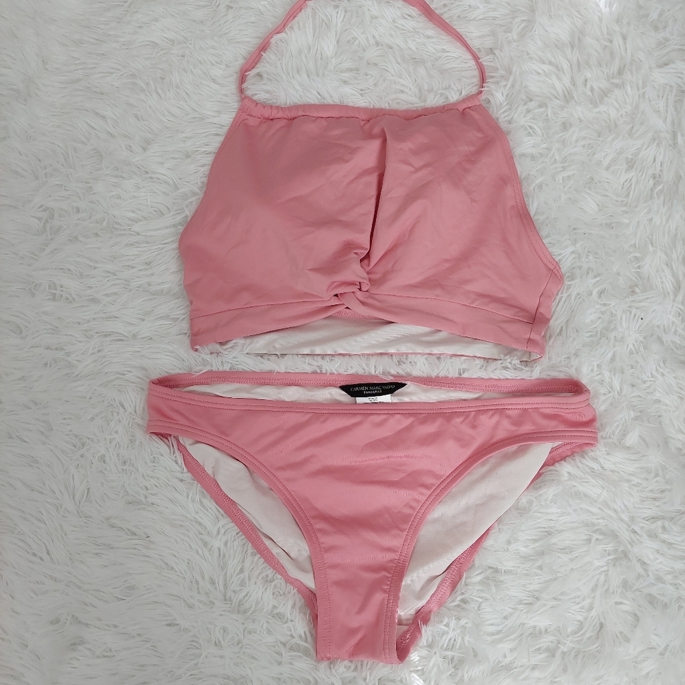Carmen Marc Valvo Pink Swimsuit Set Size Meduim